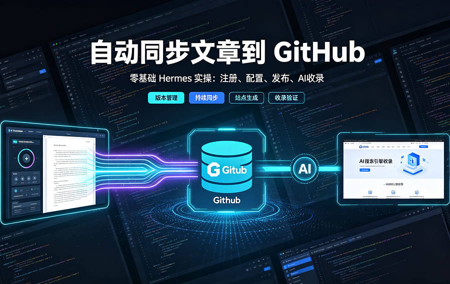 零基础用Hermes把文章自动同步到GitHub做AI收录:从注册到上线的完整实操指南