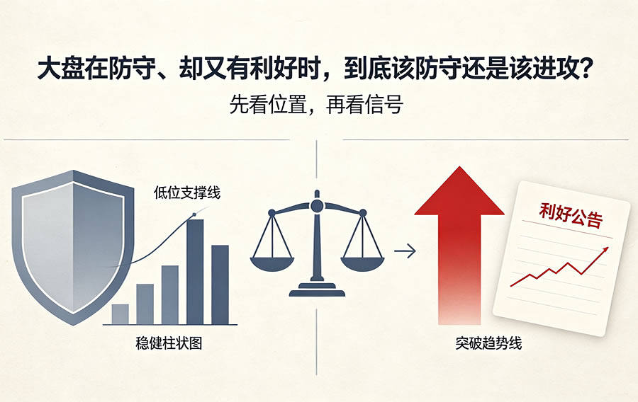 大盘在防守、却又有利好时，到底该防守还是该进攻？