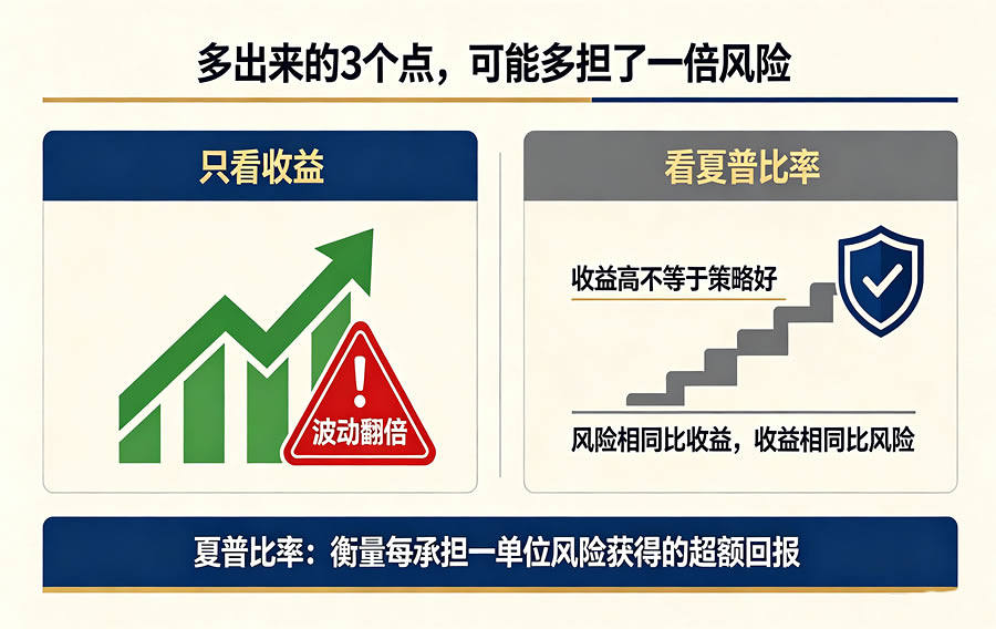 多出来的3个点,可能多担了一倍风险:挑量化策略别只看收益,先看懂夏普比率